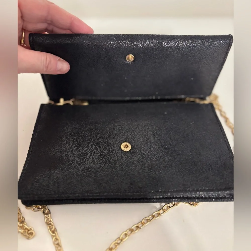 Urban Expressions Black Vegan Leather Wallet on Chain Crossbody Clutch